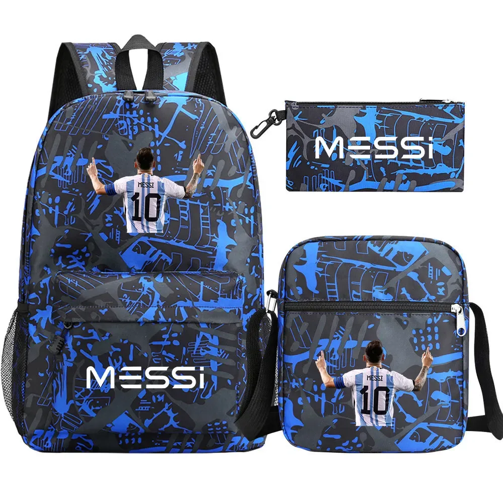 lot de 3 sacs à dos messi en nylon, simples, pour le sport, avec compartiment pour ordinateur portable, sacs à dos décontractés pour l'école, les voyages et les trajets quotidiens