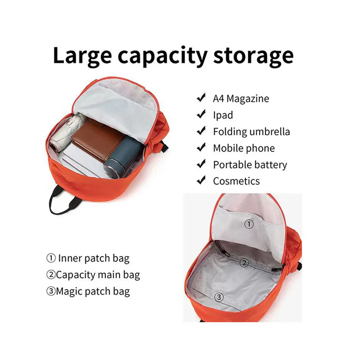 sac à dos multifonctionnel simple pour hommes et femmes, sac de taille pliable, extérieur, grande capacité, léger, sac à bandoulière décontracté