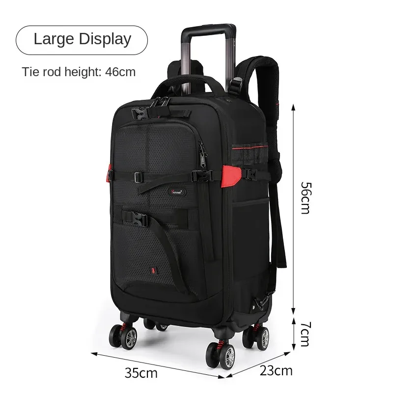 sac pour appareil photo roulant multifonctionnel, sac pour appareil photo à double épaule, valise à main roulante, bagage étanche pour caméra vidéo