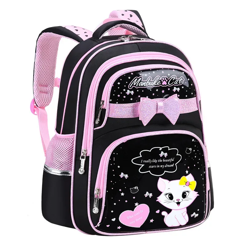 nouveau sac d'école primaire coréen en cuir pu 2020 mode filles mignonnes avec chat mignon sac à dos orthopédique étanche
