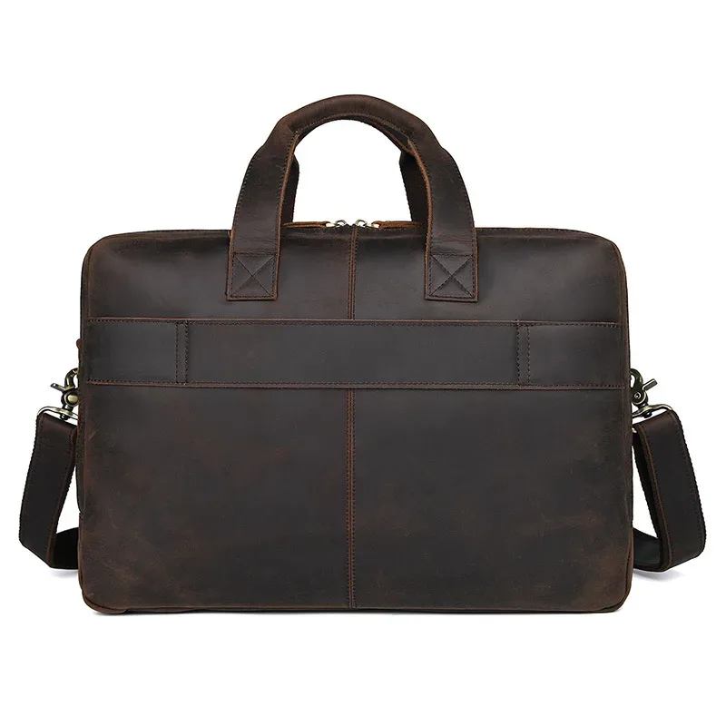 sac d'affaires en cuir véritable pour homme, étui à bombes multifonction, sac de voyage pour homme, fourre-tout vintage, grand sac initié, cheval élan, ordinateur portable 17"