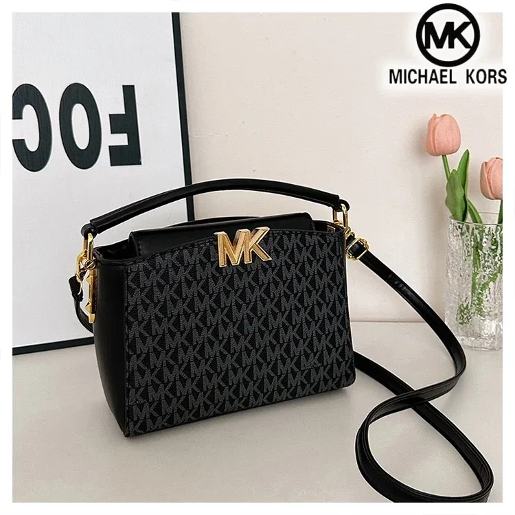 Sac à bandoulière Michael Kors 2026 pour femme, décontracté et tendance, petit sac carré, sac à lettres imprimées MK classique, sac à l'épaule