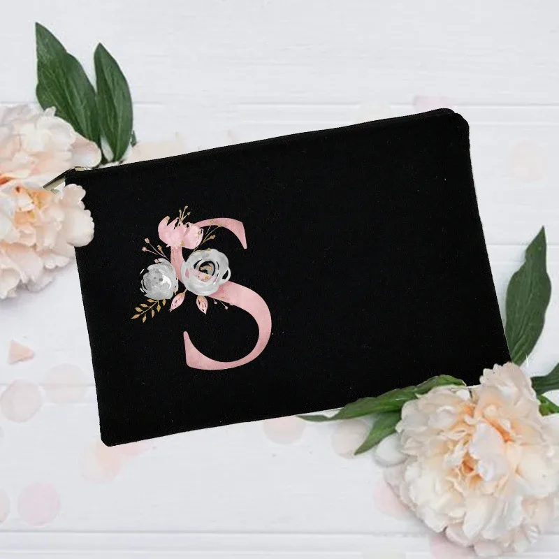 trousse de maquillage personnalisée avec nom initial, trousse à cosmétiques de mariée, pochette de toilette monogramme en toile, cadeaux pour demoiselle d'honneur, sacs de maquillage