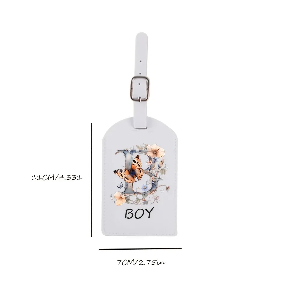 étiquettes de bagages blanches personnalisées adaptées aux valises, aux vêtements et aux bijoux - nom/logo/texte, 26 étiquettes florales et alphabétiques
