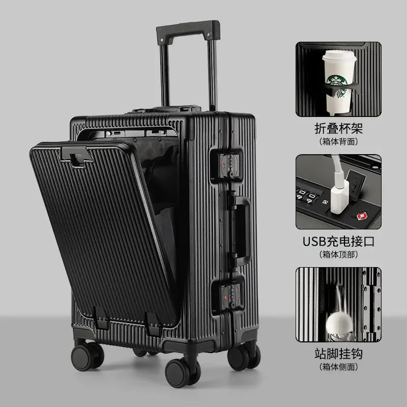 nouvelle valise de voyage d'affaires multifonctionnelle 2026 à ouverture frontale, robuste pour l'embarquement des passagers