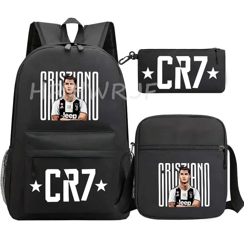 ensemble de sacs à dos imprimés sports cr7 pour adolescents, sacs d'école décontractés adaptés aux garçons et aux filles, mochilas de voyage légères