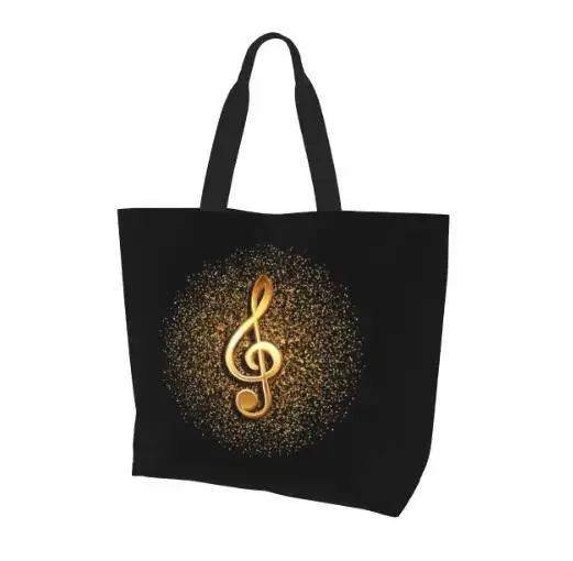 grand sac fourre-tout réutilisable pour femme, sac à main décontracté, sac d'épicerie polyvalent, travail en plein air, marche, notes de musique