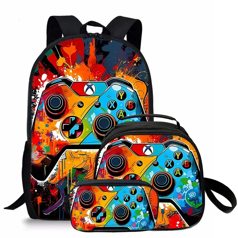 tapis de jeu tendance et populaire, imprimé en 3d, 3 pièces/ensemble, sacs d'école pour étudiants, sac à dos de voyage pour carnet de notes, sac à déjeuner à bandoulière, trousse à crayons
