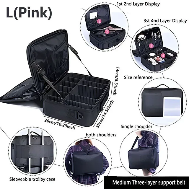 trousse à cosmétiques de grande capacité, boîte à outils de maquillage de manucure étanche, trousse de maquillage pour voyage, nouvelle trousse de maquillage professionnelle pour outils de tatouage