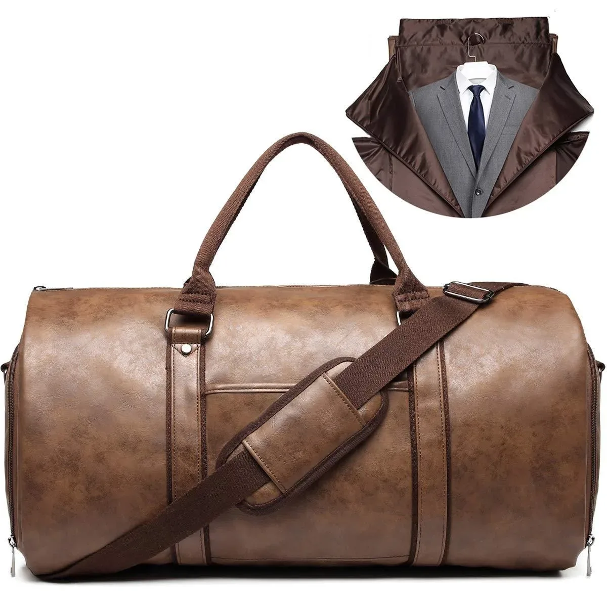 Sac de voyage étanche de grande capacité, sac de transport pour vêtements, sac polochon en cuir pour vêtements, sac de voyage pour costume pour hommes