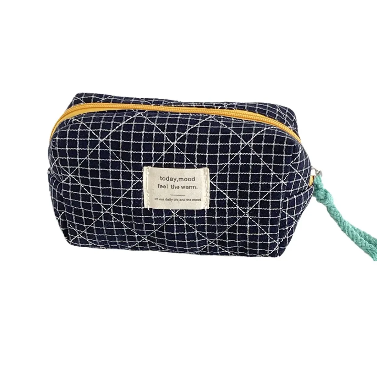 porte-monnaie à carreaux matelassés pour femmes, porte-crayon pour documents d'abonnés, petit sac de rangement imprimé lettre, sacs à cosmétiques pour filles, pochette femme