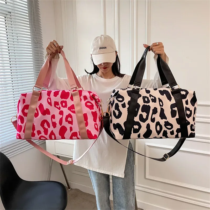 sac de voyage à main pour femmes, en nylon imprimé animal, grande capacité, sac de sport, de sport, de week-end, de nuit, bagage à main