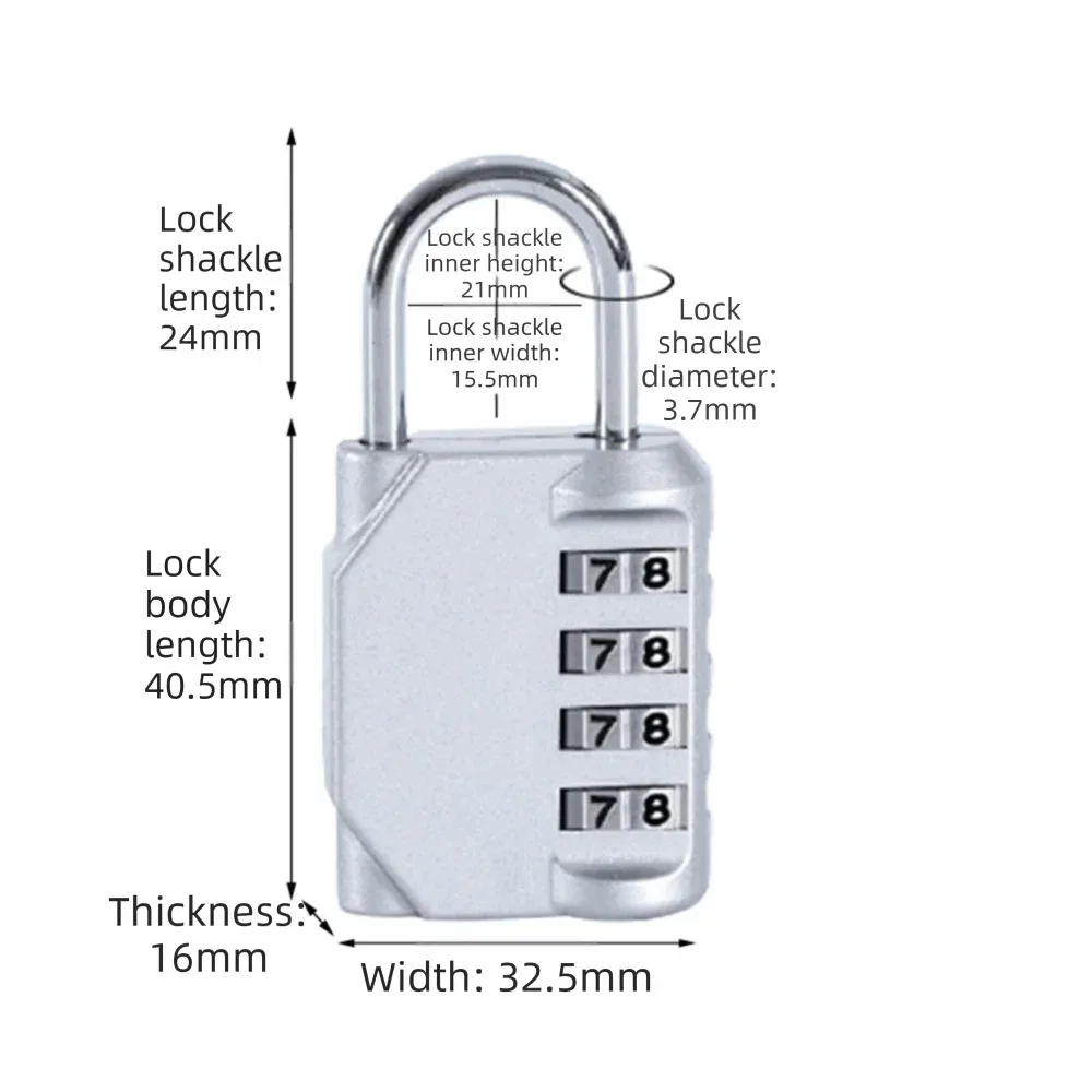 cadenas à code métallique antirouille réinitialisable, accessoires de voyage, serrure à 4 chiffres