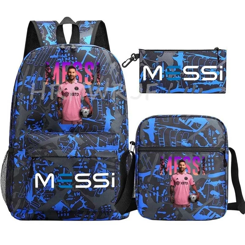 sac à dos de football messi imprimé, grande capacité, sacs d'école avec étui à stylos décontracté, sac à bandoulière, sac de sport no 10, sacs de voyage pour femmes et hommes