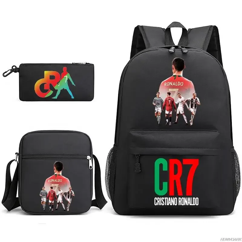 chimsports-sac à dos cr7 pour hommes et femmes, cartable étudiant, cartable de voyage, sac à dos universitaire, ordinateur portable, garçons, filles, hommes, femmes, nouveau, 3 pièces