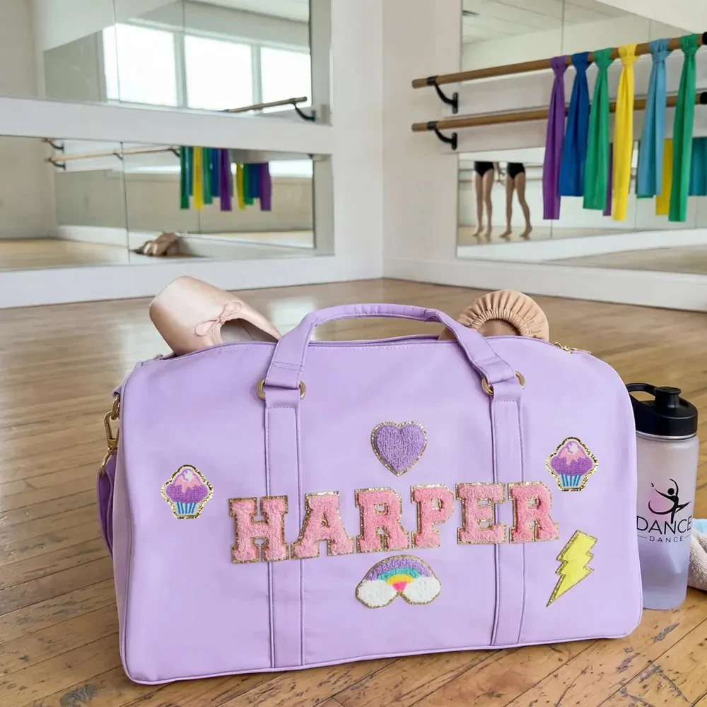 Nouveau sac de voyage en nylon violet imperméable, sac de sport unisexe, sac de sport coloré de grande capacité, sac pliable à bandoulière avec fermeture éclair