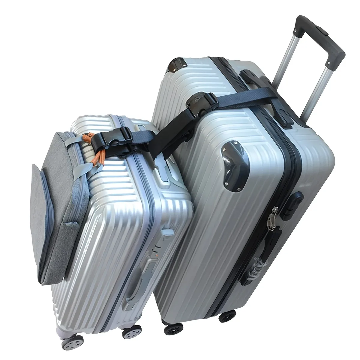 2 sangles de bagage de voyage, ceinture de valise élastique télescopique, sangle de fixation pour valise, sangle à boucle de voyage