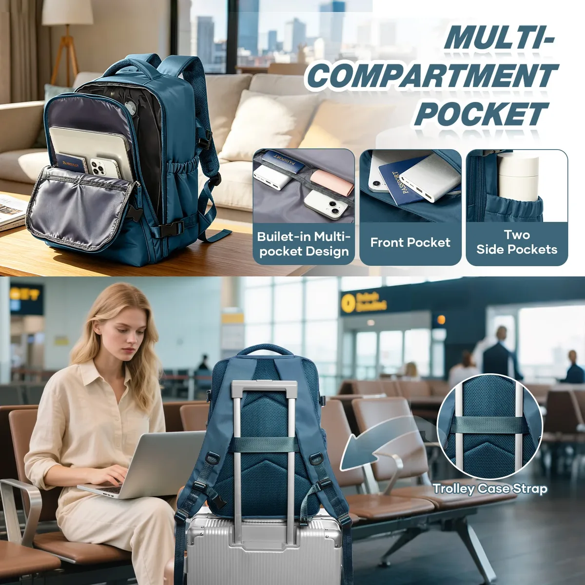 sac à dos de voyage sous vide pour hommes, sac à dos de grande capacité, sac à dos pour ordinateur portable, sac à dos extensible pour femmes et hommes, sac d'école