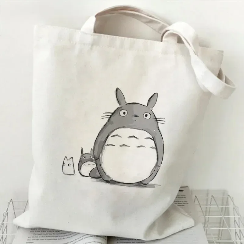 femmes dessin animé eco réutilisable sac à provisions femme épaule shopper sac fourre-tout studio ghibli collège sac à main rétro grandes dames