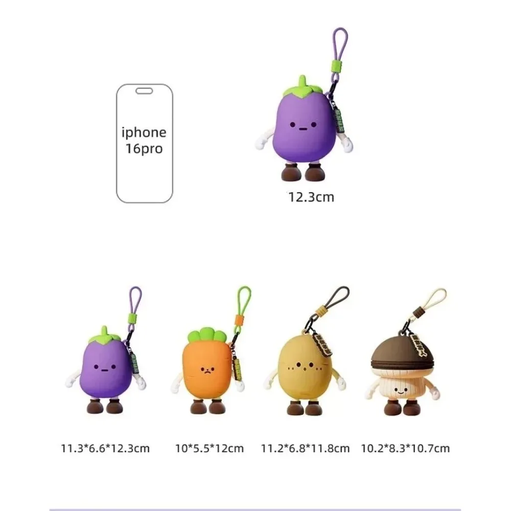 porte-monnaie en silicone kawaii en forme de légumes, mignonnes pochettes carotte et champignon, porte-clés, étui pour écouteurs, accessoires organisateurs pour sacs à dos pour femmes