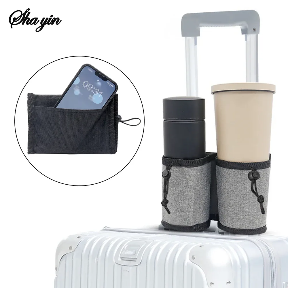 porte-gobelet pour bagages de voyage, valise à main libre durable, sac à boissons, porte-tasses de thé au lait et à café, convient à toutes les poignées de valise