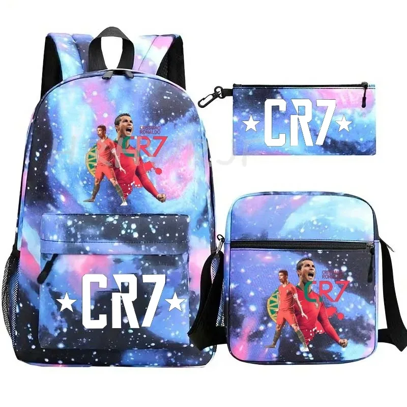 ensemble de sacs à dos imprimés sports cr7 pour adolescents, sacs d'école décontractés adaptés aux garçons et aux filles, mochilas de voyage légères