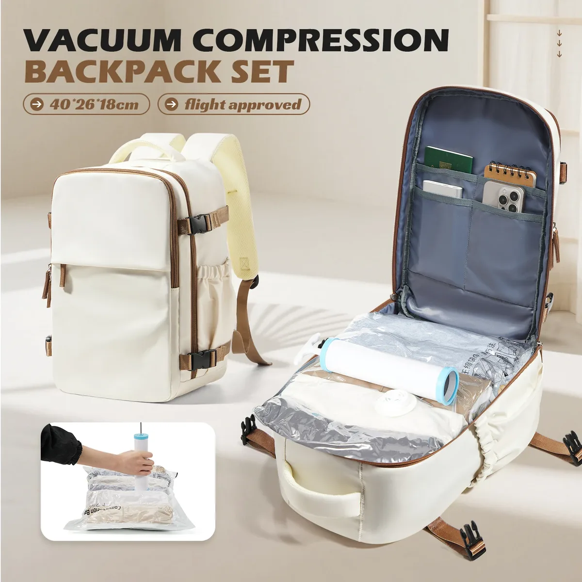 sac à dos d'aviation wizzair 40x30x20, sacs de rangement sous vide avec sac à dos de voyage pour hommes et femmes, sac à dos pour ordinateur portable ryanair pour le travail