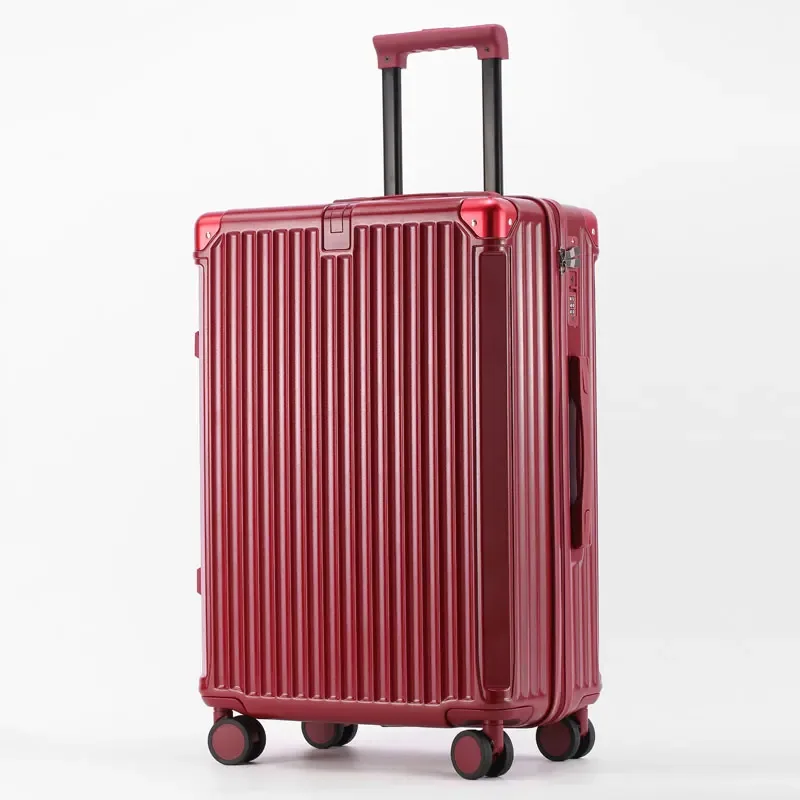 valise abs + pc à fermeture éclair, bagage multifonctionnel de grande capacité, étui de voyage avec crochet porte-gobelet, roue rotative 20", 24", 28"