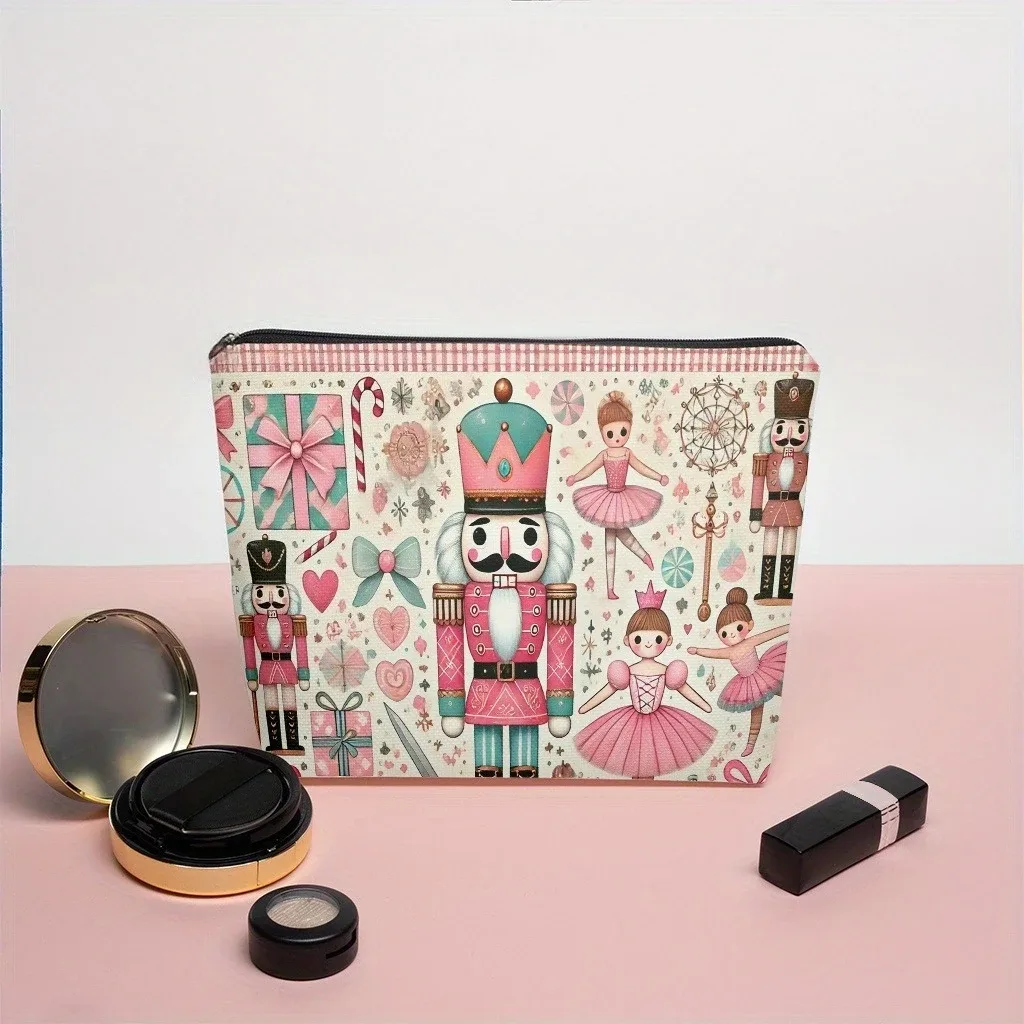 casse-noisette soldat ballerine trousse de maquillage élégant sarcelle doré ballet cosmétique organisateur fermeture éclair noël chic cadeau sac de rangement