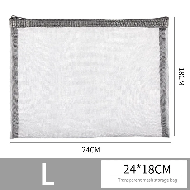 1 pièce trousse de toilette et de maquillage de voyage en maille gris-noir avec fermeture éclair pour femme, organiseur portable