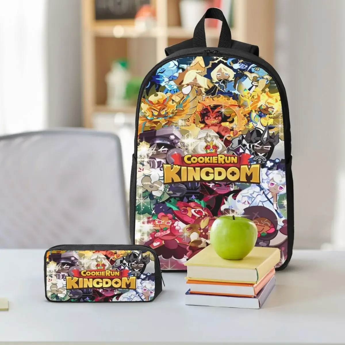 ensemble de 3 sacs à dos cookie run kingdom pour filles et garçons, sacs à stylos anime, ensembles de sacs à livres avec boîte à déjeuner pour écoliers
