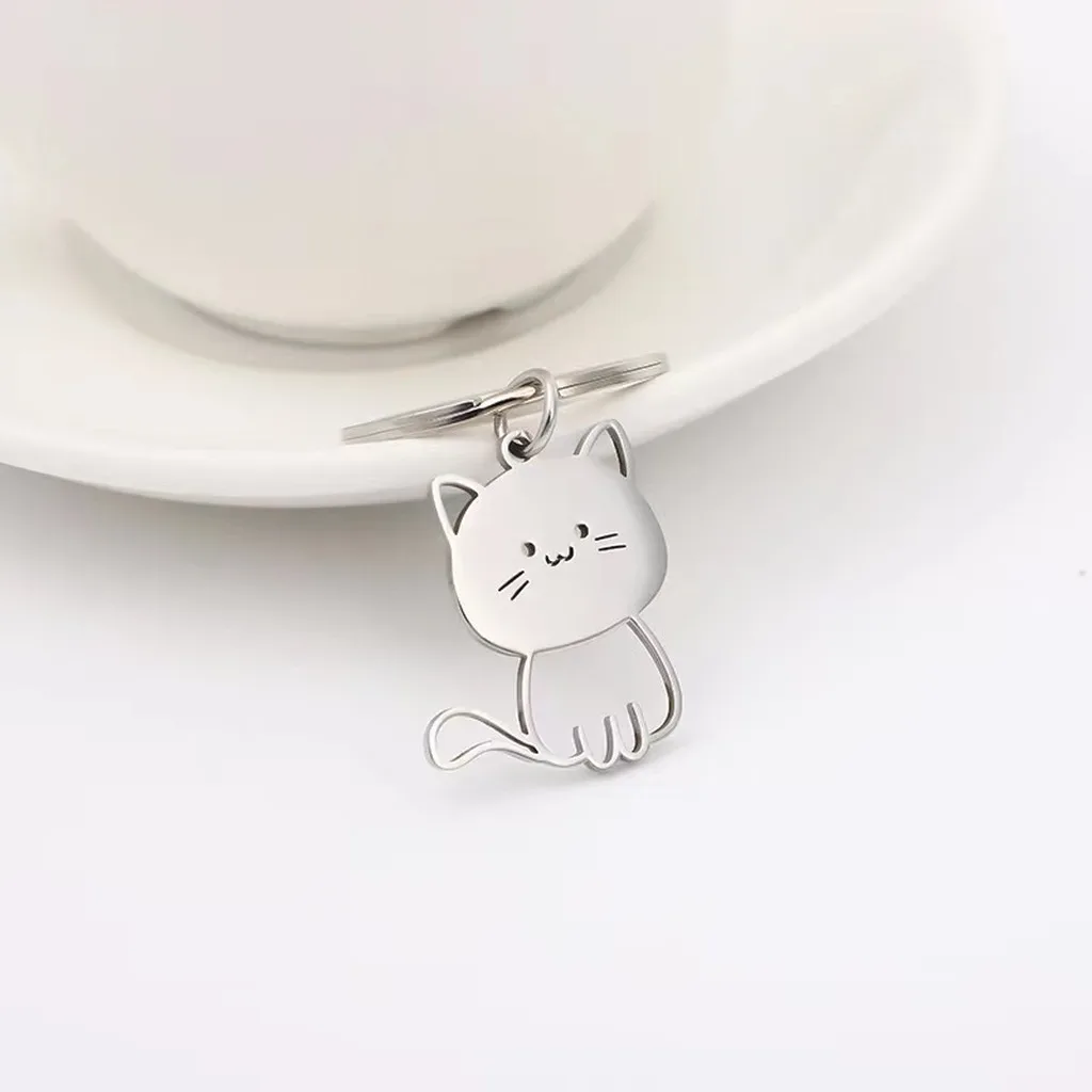 porte-clés en acier inoxydable, porte-clés en forme de poisson, pendentif de dessin animé mignon fait à la main pour clés de voiture, sacs à dos, bagages