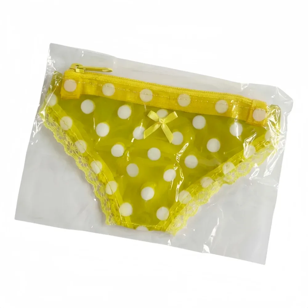 pochette cosmétique unique en forme de slip, en dentelle transparente avec motif cœur, sac de rangement pour maquillage, trousse de toilette en maille y2k pour le voyage