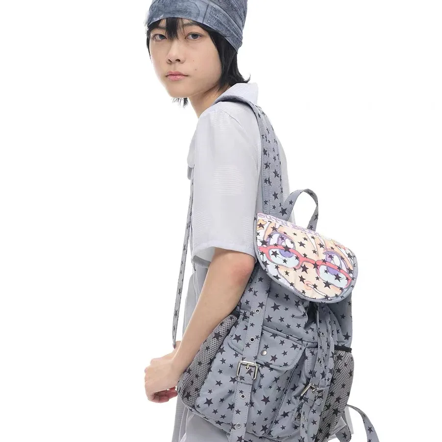 harajuku corée y2k sac à dos école mignon anime illustration fille imprimer sacs à dos étoiles pleine impression sac à dos