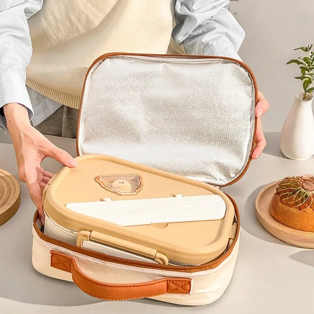 nouvelle sacoche isotherme portable grande capacité motif ours mignon, sac de transport alimentaire thermique, sac isotherme étanche pour étudiants et adultes