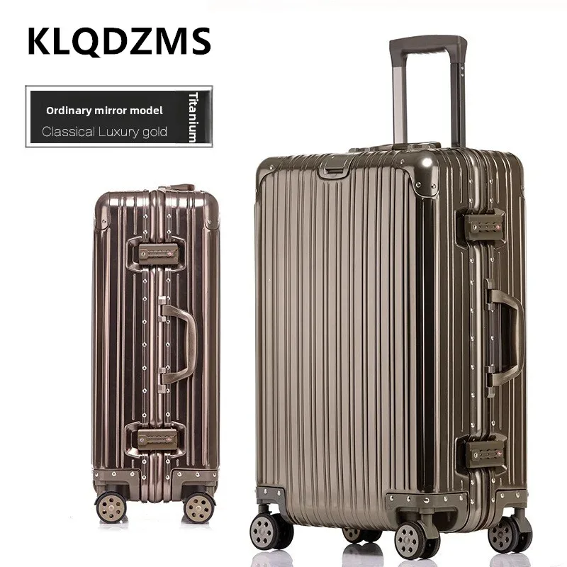 klqdzms bagage de voyage de haute qualité en alliage d'aluminium et de magnésium, grande capacité, valise de voyage de 20 pouces, sac de voyage d'affaires