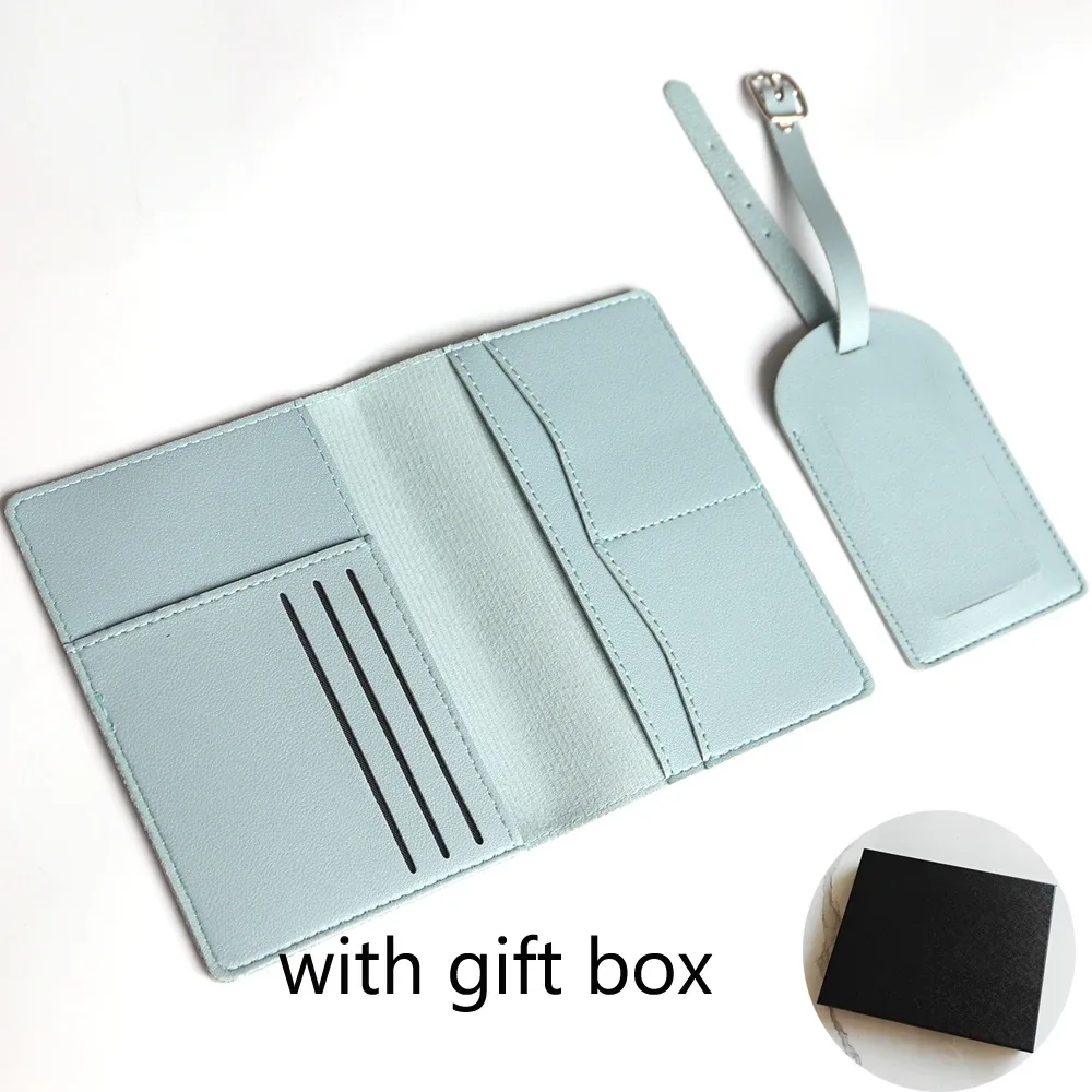 porte-passeport avec initiales personnalisées, ensemble d'étiquettes de valise de luxe, nom personnalisé, logo, cadeau, ensemble d'accessoires de voyage légers avec boîte