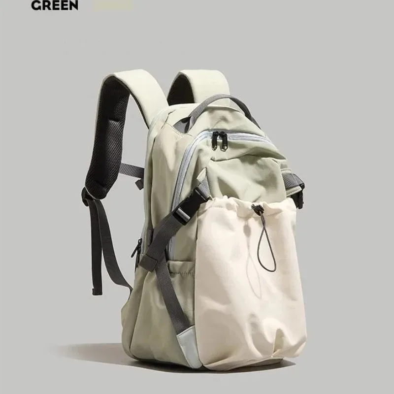sac à dos en nylon tendance avec poche latérale à cordon de serrage, bretelles rembourrées réglables pour une utilisation quotidienne en extérieur, sac à bandoulière grande capacité
