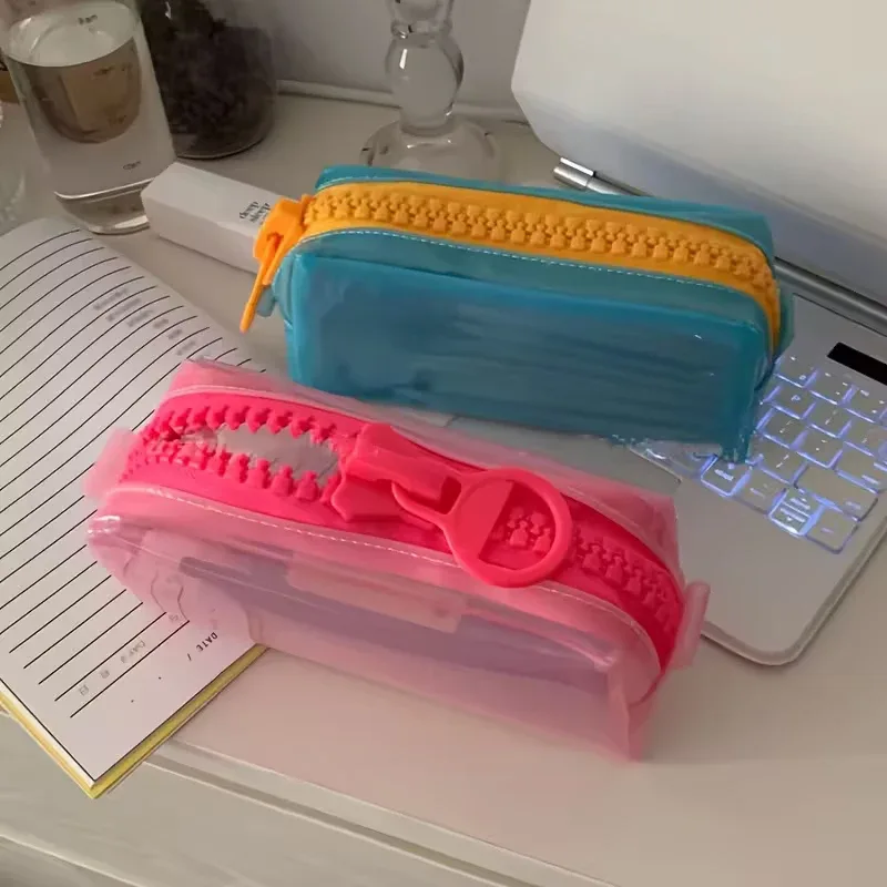 Étui à crayons transparent en PVC de grande capacité, étui à crayons stimulant la dopamine, cadeau de rentrée scolaire, organisateur de papeterie durable.