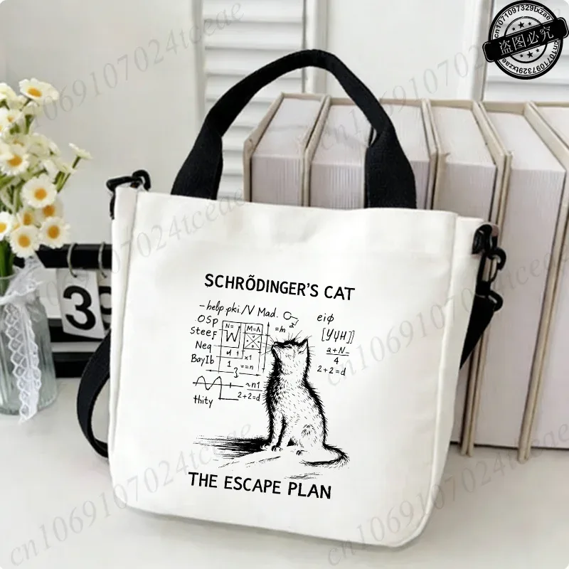 sac fourre-tout amusant à imprimé physique de chat pour femme, sac à bandoulière décontracté, sac à main vintage en toile, sacs à bandoulière tendance pour le quotidien et le shopping