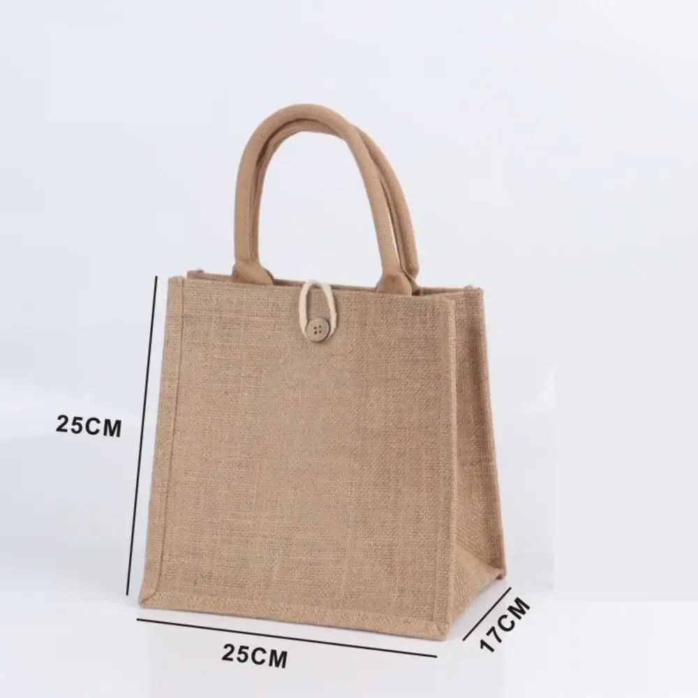 sac fourre-tout en lin pour femmes, sac à cuillère à soupe de plage en toile de jute, sacs à main portables, sac à provisions à poignée supérieure, grand, simple initié, sac à main multiple