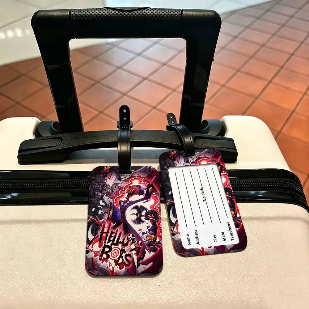 h-hazbin-hotel demonic-edgy – étui pour cartes d'information imperméable en pvc, étiquette de bagage, identificateur anti-perte pour valise et sac à main