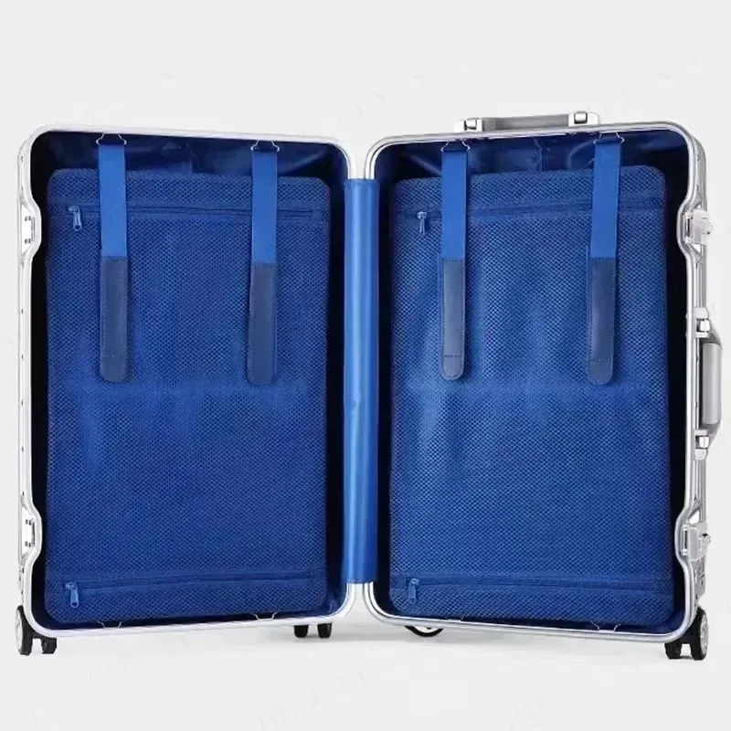 valise de voyage en aluminium 20/22/24/26/28/30'' de haute qualité avec serrure tsa, bagage à roulettes, valise cabine en métal