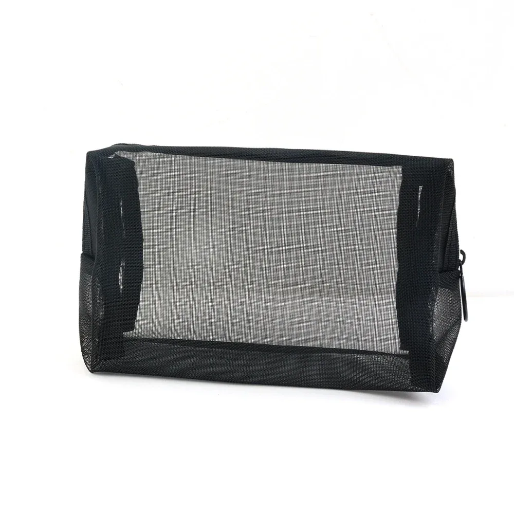 sac à cosmétiques de voyage pour femmes, grande capacité, étui de maquillage en maille noire, pochette de rangement, trousse de toilette décontractée à fermeture éclair, sacs de lavage de maquillage