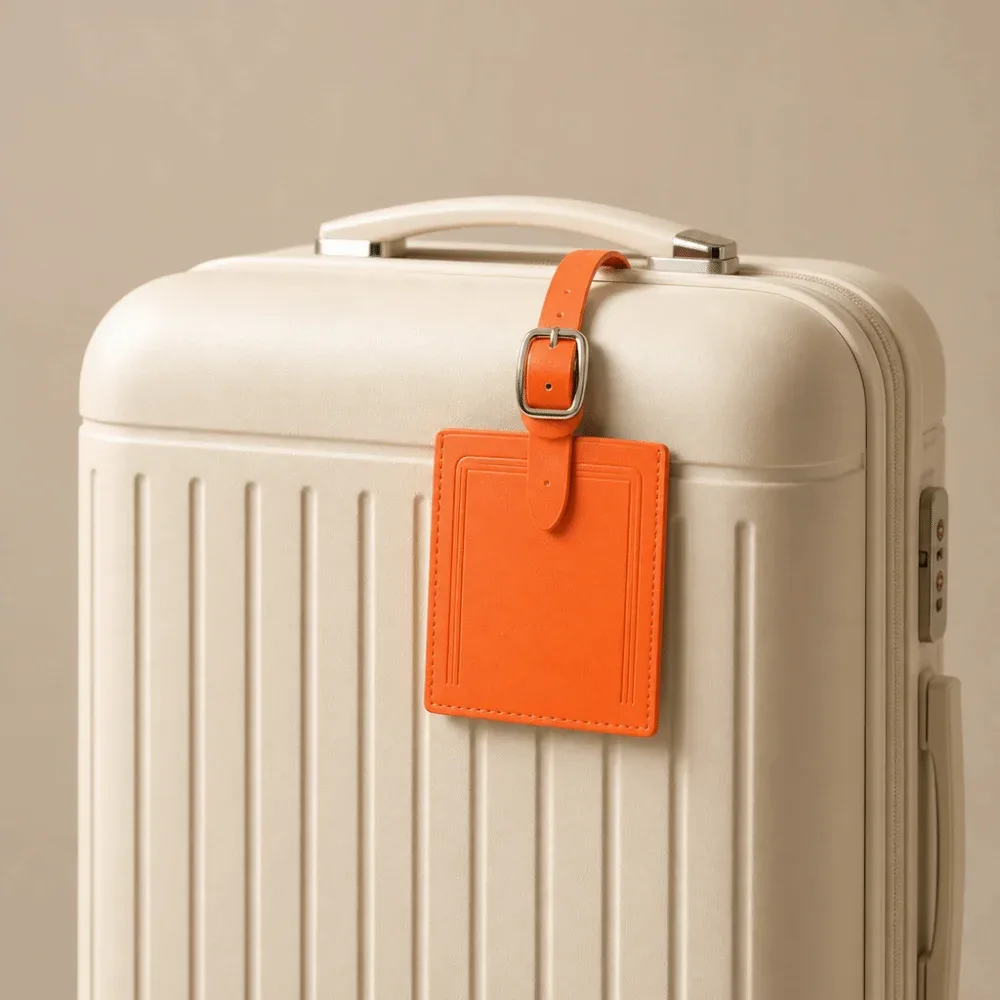 étiquettes de bagages carrées en cuir, étiquettes de voyage portables universelles avec signature, étiquette d'adresse pour bagages en papier pour hommes et femmes