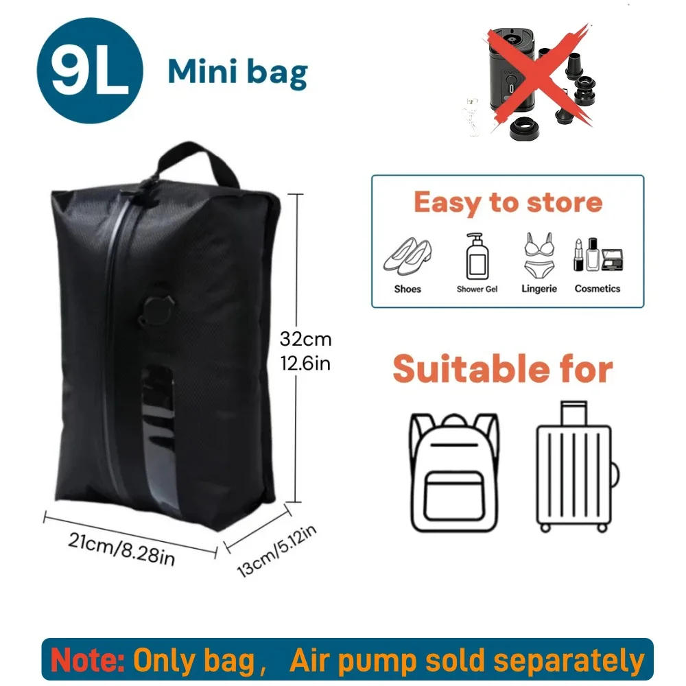 lot de sacs de compression sous vide tpu (9l-41l), etanches ip67, materiau tpu de qualite alimentaire + tissu non tisse, reutilisables 50+ fois, gain de place pour voyage et maison, pompe vendue separement
