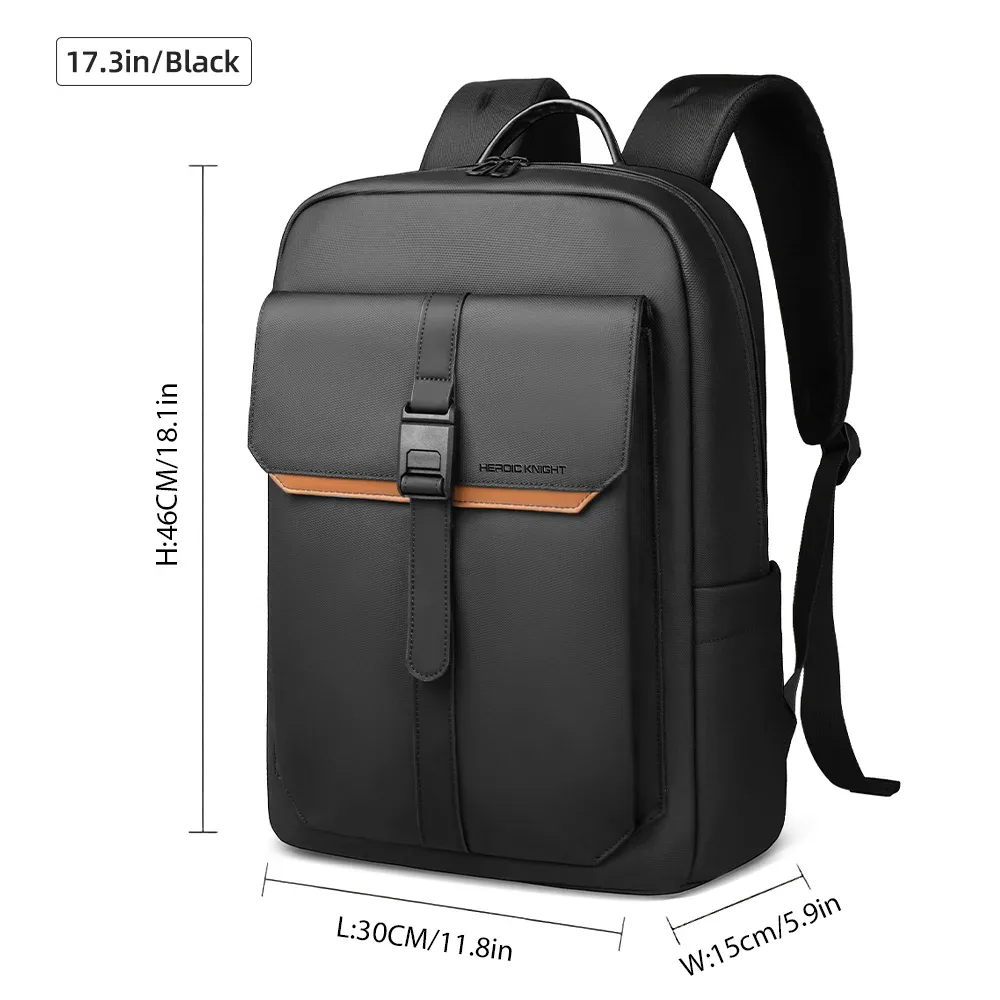 hk – sac à dos d'affaires élégant pour hommes, étanche, à rabat de 15.6 pouces, pour ordinateur portable, plusieurs poches, sac de jour décontracté pour le travail et l'école