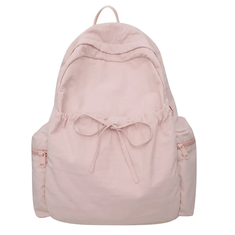 nouveau sac à dos mignon de couleur unie pour femmes, sac à dos de loisirs en nylon pour étudiantes, cartable pour adolescentes, sac à dos de voyage à la mode