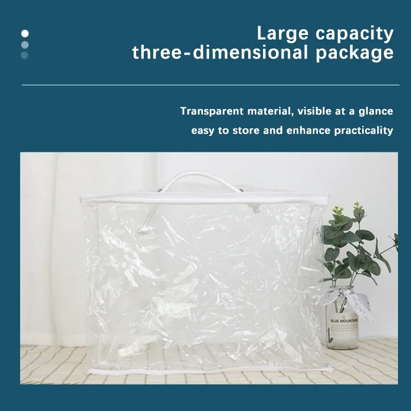 sacs d'emballage en pvc transparent, couverture de literie portable, emballage de vêtements, sac de rangement pour taies