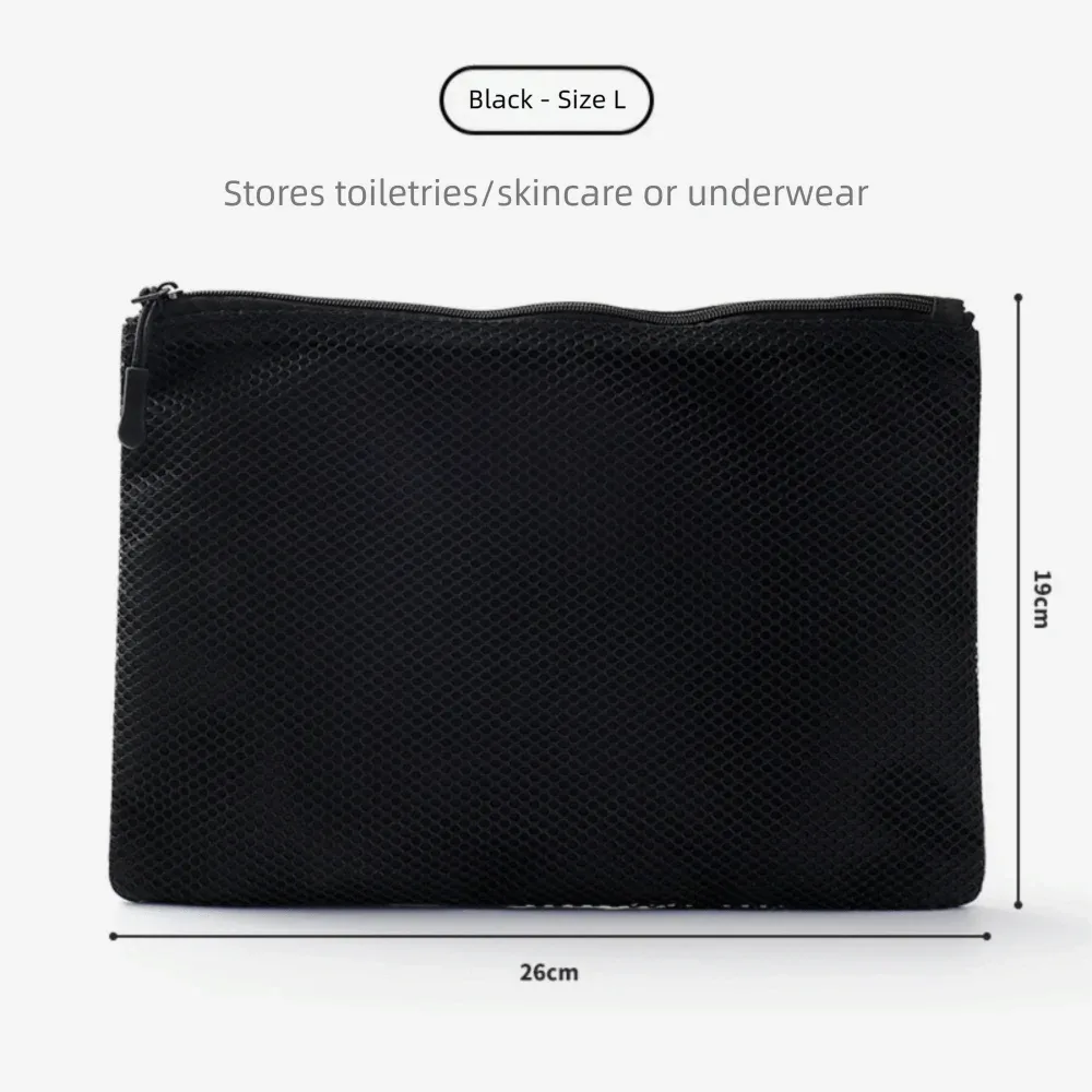 pochette de rangement polyvalente en maille à double fermeture éclair, en polyester, multi-tailles, pochette à cosmétiques double couche, pour câbles et chargeurs